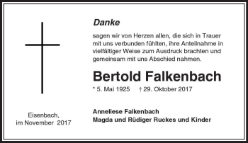 Traueranzeige von Bertold Falkenbach von  Camberger Anzeiger