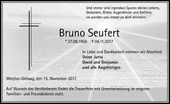 Traueranzeige von Bruno Seufert von VRM Trauer