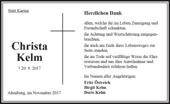 Traueranzeige von Christa Kelm von VRM Trauer