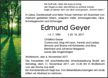 Traueranzeige von Edmund Geyer von  Kreisanzeiger