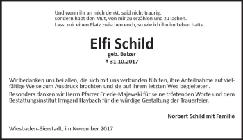 Traueranzeige von Eifi Schild von Trauerportal Rhein Main Presse