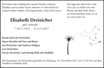 Traueranzeige von Elisabeth Dreieicher von Trauerportal Echo Online