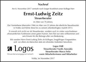 Traueranzeige von Ernst-Ludwig Zeitz von  Kreisanzeiger