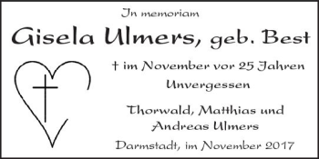 Traueranzeige von Gisela Ulmers von Trauerportal Rhein Main Presse