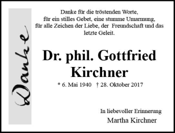 Traueranzeige von Gottfried Kirchner von Trauerportal Rhein Main Presse