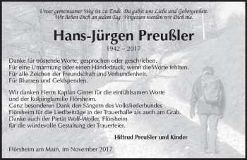Traueranzeige von Hans-Jürgen Preußler von Trauerportal Rhein Main Presse