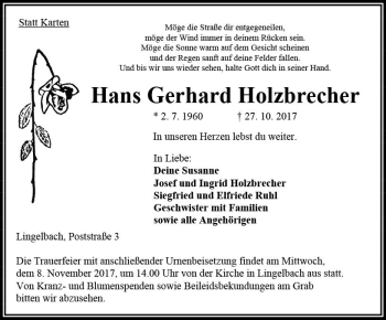 Traueranzeige von Hans Gerhard Holzbrecher von VRM Trauer
