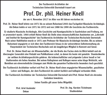 Traueranzeige von Heiner Knell von Trauerportal Echo Online