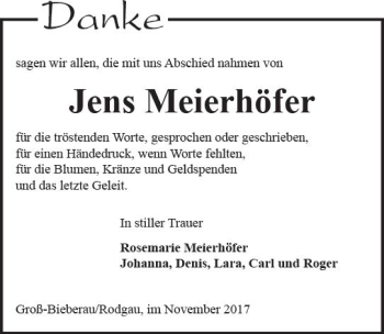 Traueranzeige von Jens Meierhöfer von Trauerportal Echo Online