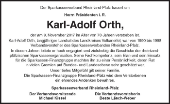 Traueranzeige von Karl-Adolf Orth von Trauerportal Rhein Main Presse