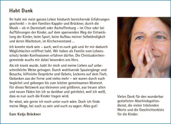 Traueranzeige von Katja Brückner von Trauerportal Echo Online