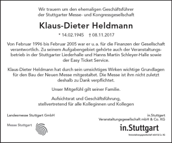 Traueranzeige von Klaus-Dieter Heldmann von Trauerportal Echo Online