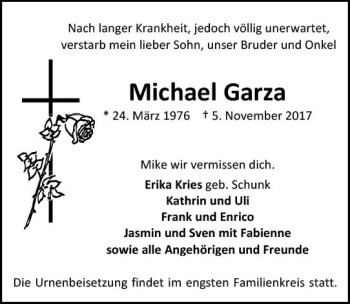 Traueranzeige von Michael Garza von Trauerportal Rhein Main Presse