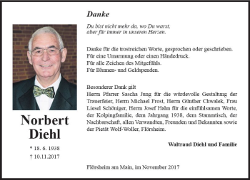 Traueranzeige von Norbert Diehl von Trauerportal Rhein Main Presse