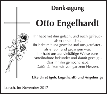 Traueranzeige von Otto Engelhardt von Trauerportal Echo Online