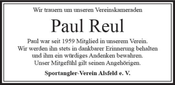 Traueranzeige von Paul Reul von VRM Trauer