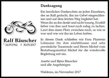 Traueranzeige von Ralf Bäuscher von Trauerportal Rhein Main Presse