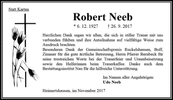 Traueranzeige von Robert Neeb von VRM Trauer