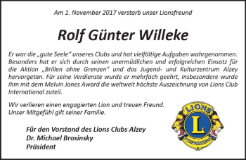 Traueranzeige von Rolf Günter Willeke von Trauerportal Rhein Main Presse