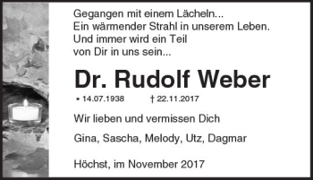 Traueranzeige von Rudolf Weber von Trauerportal Echo Online