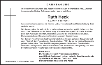 Traueranzeige von Ruth Heck von Trauerportal Rhein Main Presse