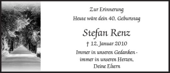 Traueranzeige von Stefan Renz von Trauerportal Echo Online