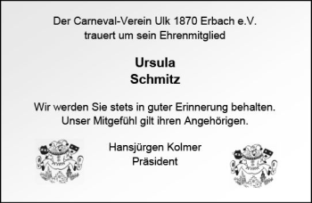 Traueranzeige von Ursula Schmitz von Trauerportal Echo Online