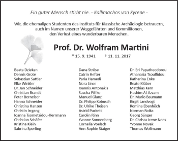 Traueranzeige von Wolfram Martini von  Gießener Anzeiger