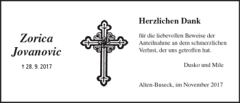 Traueranzeige von Zorica Jovanovic von  Gießener Anzeiger