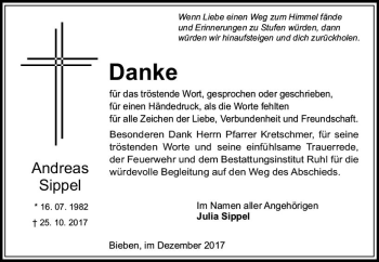 Traueranzeige von Andreas Sippel von VRM Trauer