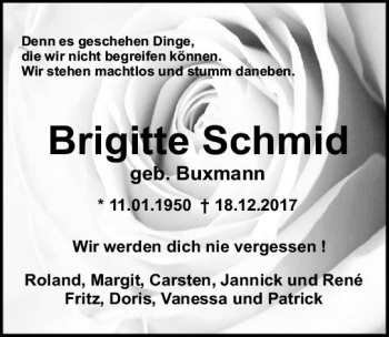 Traueranzeige von Brigitte Schmid von Trauerportal Echo Online