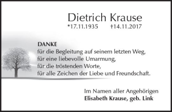 Traueranzeige von Dietrich Krause von Trauerportal Rhein Main Presse