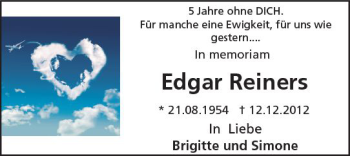 Traueranzeige von Edgar Reiners von Trauerportal Rhein Main Presse