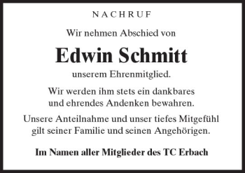 Traueranzeige von Edwin Schmitt von  Camberger Anzeiger
