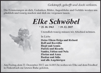 Traueranzeige von Elke Schwöbel von Trauerportal Echo Online