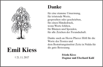 Traueranzeige von Emil Kiess von  Kreisanzeiger