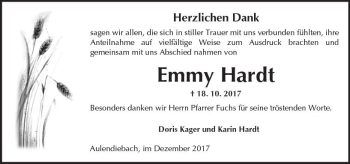 Traueranzeige von Emmy Hardt von  Kreisanzeiger