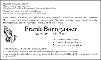 Traueranzeige von Frank Borngässer von Trauerportal Rhein Main Presse