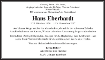 Traueranzeige von Hans Eberhard von  Usinger Anzeiger