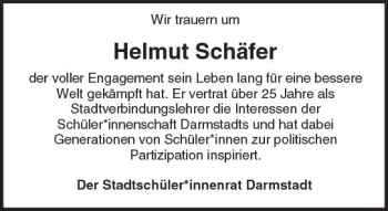 Traueranzeige von Helmut Schäfer von Trauerportal Echo Online
