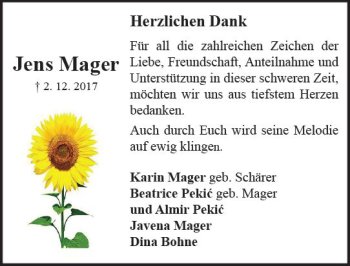 Traueranzeige von Jens Mager von Trauerportal Echo Online