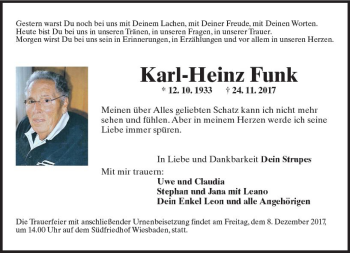 Traueranzeige von Karl-Heinz Funk von Trauerportal Rhein Main Presse