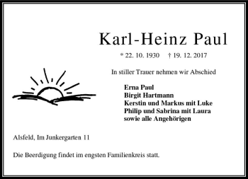 Traueranzeige von Karl-Heinz Paul von VRM Trauer