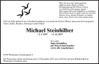 Traueranzeige von Michael Steinhilber von Trauerportal Rhein Main Presse