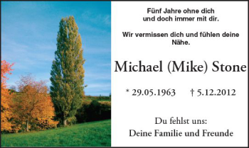 Traueranzeige von Michael Stone von Trauerportal Rhein Main Presse