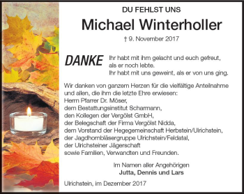Traueranzeige von Michael Winterholler von VRM Trauer