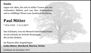 Traueranzeige von Paul Mitter von Trauerportal Rhein Main Presse