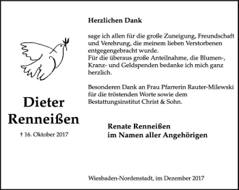 Traueranzeige von Renate Renneißen von Trauerportal Rhein Main Presse