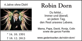 Traueranzeige von Robin Dorn von  Kreisanzeiger