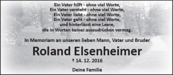 Traueranzeige von Roland Elsenheimer von Trauerportal Rhein Main Presse